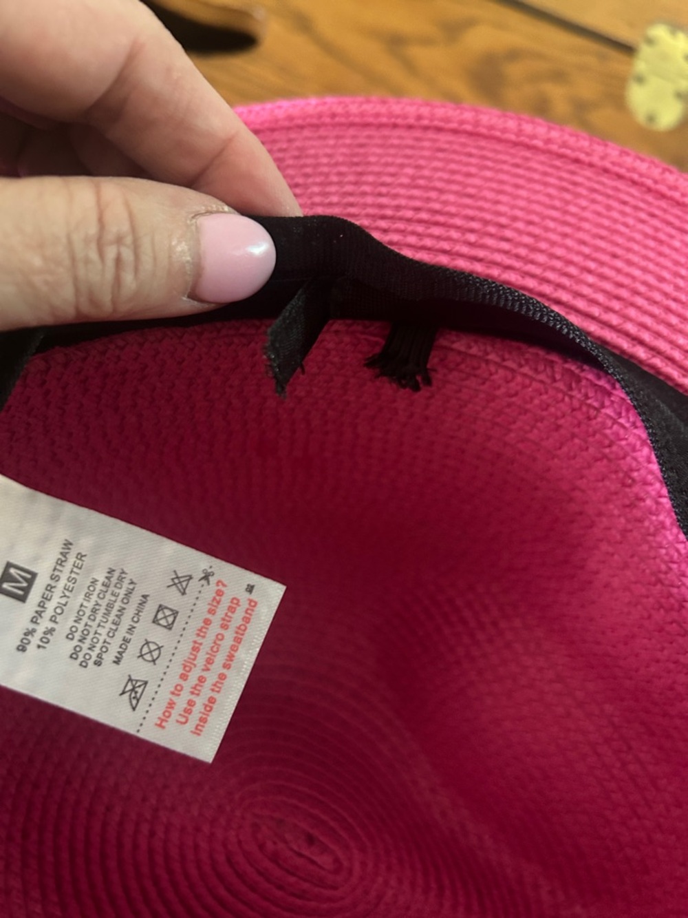 Vintage Hot Pink Wide Brim Straw Fedora with Black Band - Picture 3 of 7